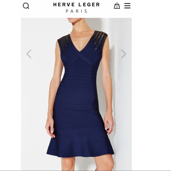 Herve Leger Kneelength Ruffle Embelish Dress - Picture 3 of 8